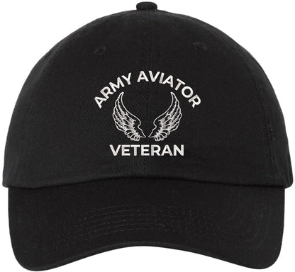 Army Aviator Veteran Embroidered Baseball Cap | USA Military Patriotic Aviation Adjustable 100% Cotton Hat