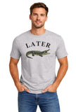 Later Alligator Printed T-Shirt Funny Animal Retro Graphic 100% Cotton Crewneck Tee