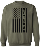 USA Flag Veteran Printed Crewneck Sweatshirt | American US Army Vet Patriotic Warm Sweat Shirt Top, Military Green - L