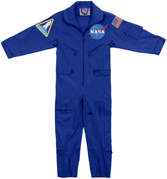 Royal Blue – NASA Flight Suit Coveralls with Official U.S. Space Patches (Kids)