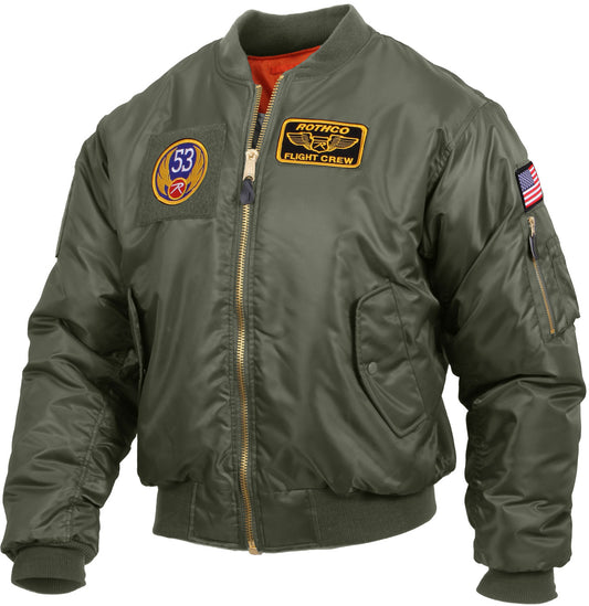 Sage Green - MA-1 Flight Jacket Air Force Style Bomber Coat Customizeable with Patches Sections