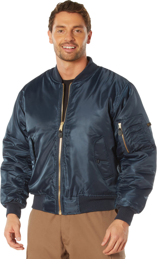 Navy Blue - Air Force MA-1 Flight Jacket Bomber US Military Style Reversible Coat