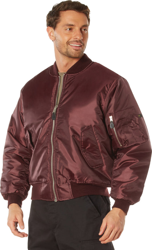 Maroon - Air Force MA-1 Flight Jacket Bomber US Military Style Reversible Coat