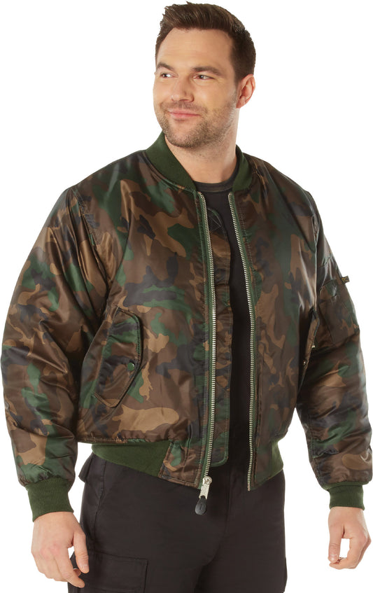 Woodland Camo - Air Force MA-1 Flight Jacket Bomber US Military Style Reversible Coat