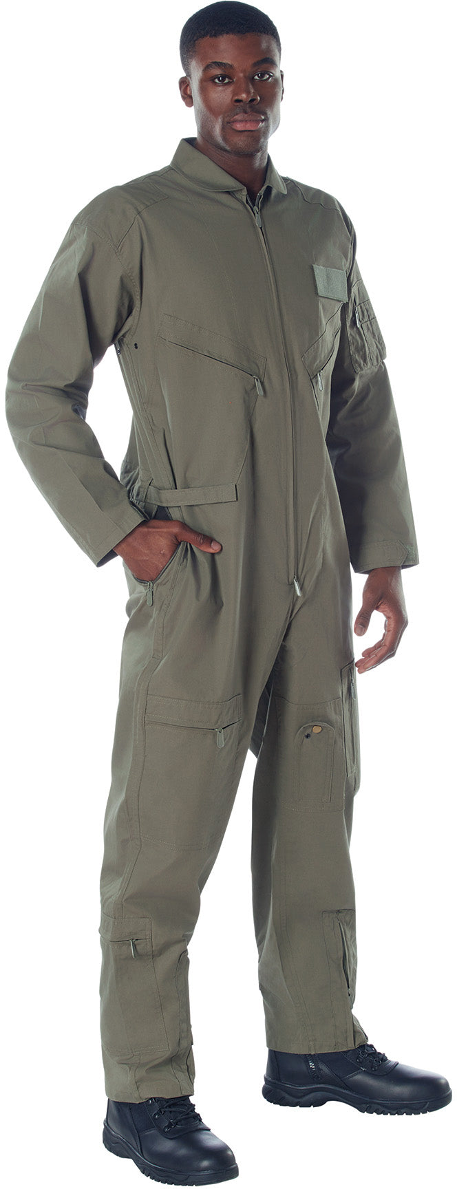 Olive Green Military Pilot Flight Jumpsuit – Zip-Up Boiler Coverall | US Army Style | Unissued Condition