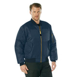Navy Blue MA-1 Flight Jacket with Patches - Men's Bomber Jacket