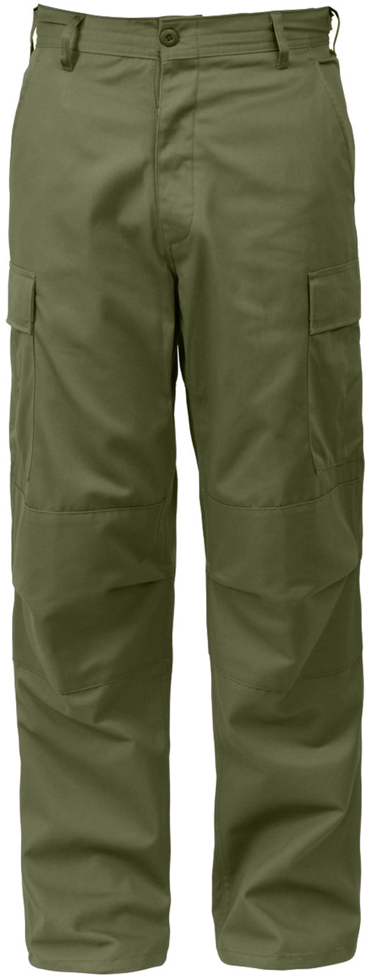 Olive Drab - Tactical BDU Pants Cargo Fatigues - Poly/Cotton Twill - Button Fly