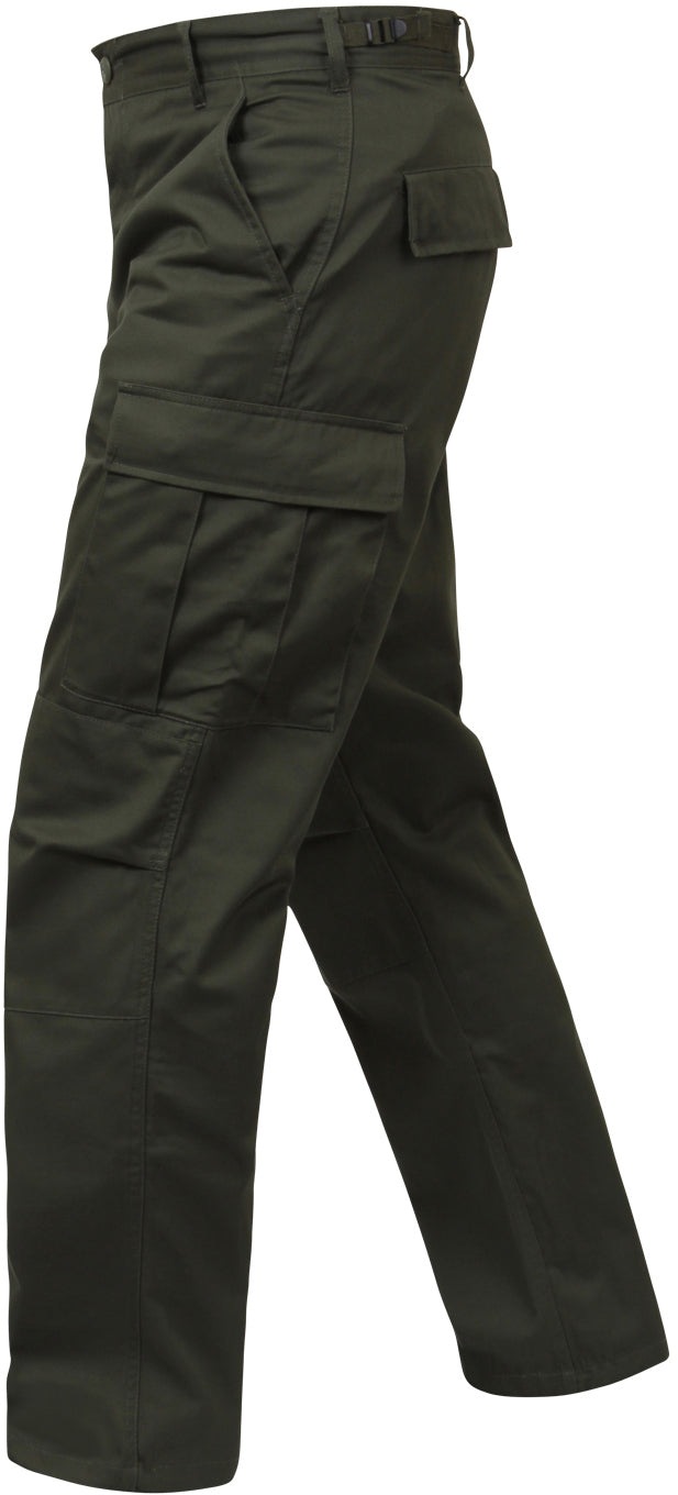 Olive Drab - Tactical BDU Pants Cargo Fatigues - Poly/Cotton Twill - Button Fly