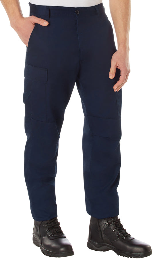 Navy Blue - Tactical BDU Pants Cargo Fatigues - Poly/Cotton Twill - Button Fly