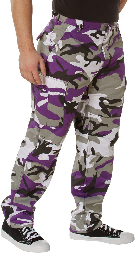 Ultra Violet Camouflage - Tactical BDU Pants Cargo Fatigues - Poly/Cotton Twill - Button Fly
