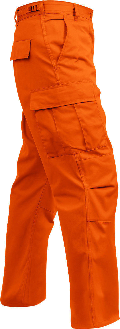 Blaze Orange - Tactical BDU Pants Cargo Fatigues - Poly/Cotton Twill - Button Fly