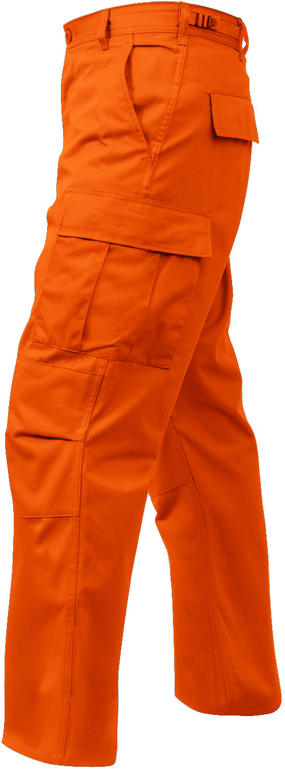Blaze Orange - Tactical BDU Pants Cargo Fatigues - Poly/Cotton Twill - Button Fly