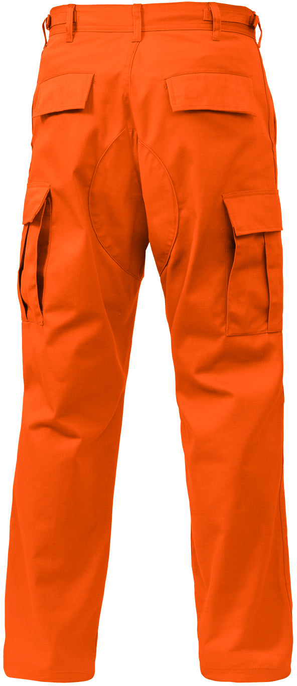 Blaze Orange - Tactical BDU Pants Cargo Fatigues - Poly/Cotton Twill - Button Fly