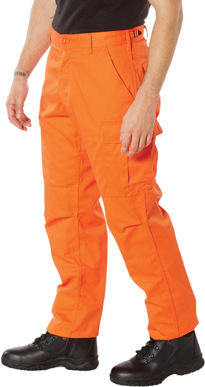 Blaze Orange - Tactical BDU Pants Cargo Fatigues - Poly/Cotton Twill - Button Fly
