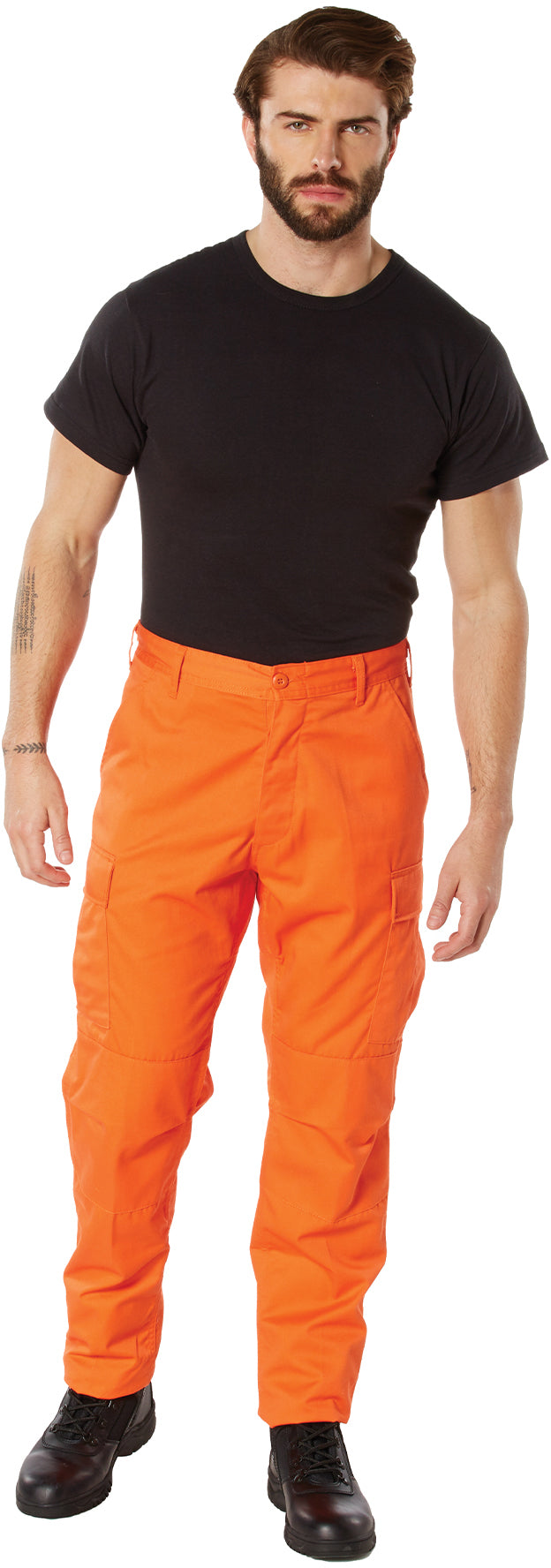 Blaze Orange - Tactical BDU Pants Cargo Fatigues - Poly/Cotton Twill - Button Fly