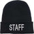 STAFF Large Embroidered Beanie Fleece Lined Watch Cap STAFF Warm Winter Work Uniform Hat