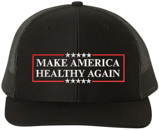 Make America Healthy Again Embroidered Trucker Hat | Funny Political Mesh Back Adjustable Baseball Cap for Men & Women