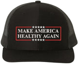 Make America Healthy Again Embroidered Trucker Hat | Funny Political Mesh Back Adjustable Baseball Cap for Men & Women