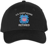 U.S. Coast Guard Retired Embroidered Baseball Cap | USA Veteran Military Nautical Service Dad Hat Unisex Gift