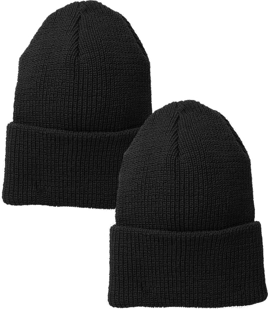 Military Genuine GI Watch Cap Warm Winter USN Wool Beanie Solid Cuffed Army Hat 2-PACK
