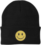 Smiiley Face Embroidered Beanie Hat | 100% Acrylic Knitted Winter Unisex Skull Cap