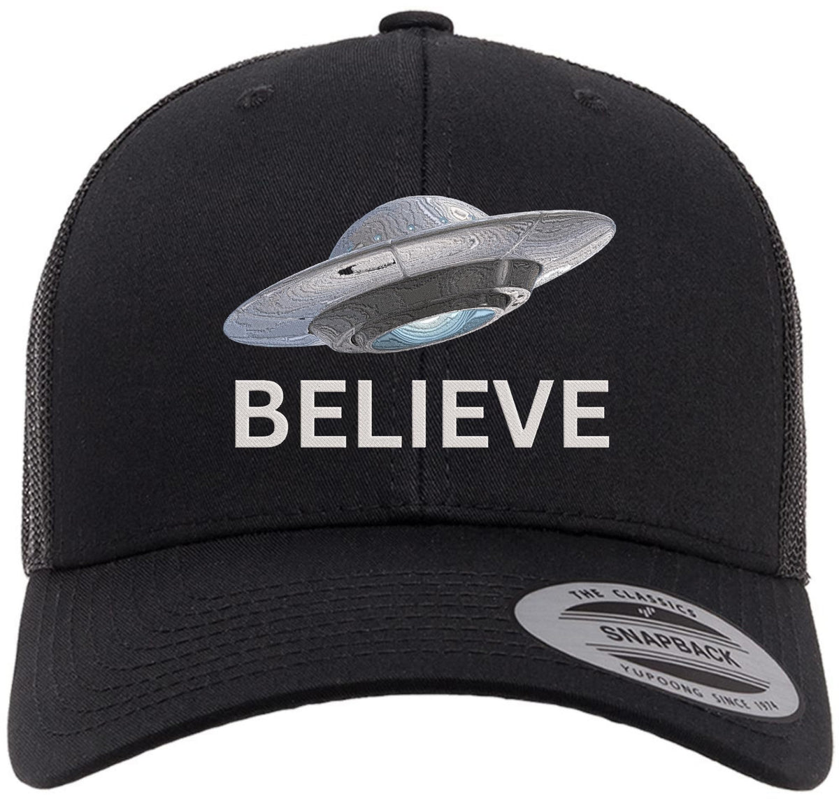 Embroidered Trucker Hat Mesh Snapback Cap Skull UFO Jolly Roger Hops Leaf Design