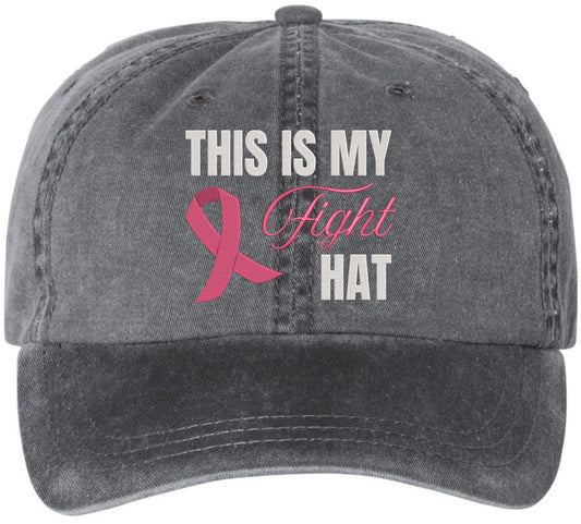 This is My Fight Hat | Breast Cancer Awareness Pink Ribbon Support Embroidered Vintage Baseball Cap