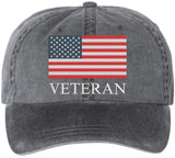 American US Flag Veteran Embroidered Dad Hat | Vintage Washed USA Patriotic Army Vet Baseball Cap
