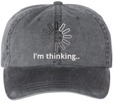 I'm Thinking Please Wait Embroidered Vintage Baseball Cap Washed Denim Adjustable Funny Dad Hat