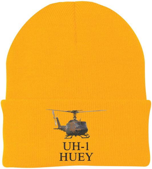 UH-1 Huey Embroidered Beanie USA Military Helicopter Aviation Acrylic Knit Cap