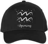 Zodiac Signs Embroidered Baseball Hat | Adjustable Astrology Horoscope Monthly Symbols Designs Structured Cap, Black