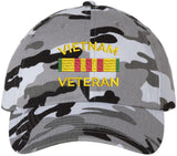 Vietnam Veteran Embroidered Camo Caseball Cap | U.S.A. Army Military Patriotic 100% Cotton Hat for Men & Women