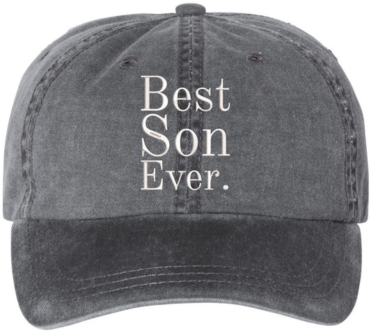 Best Son Ever Embroidered Hat | Adjustable Baseball Cap Gift for Son | Casual Washed Cotton Everyday Headwear
