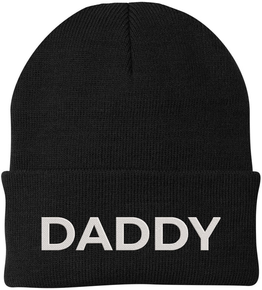 Daddy Embroidered Beanie | Bold Acrylic Knit Winter Hat | Casual Father's Day Skull Cap for Dad