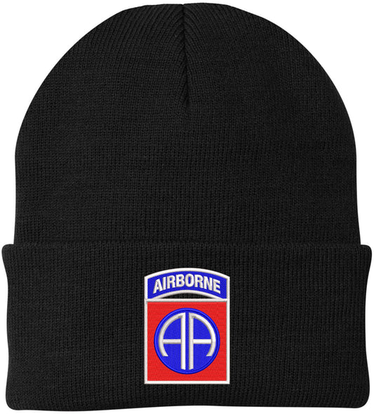 82nd Airborne Division US Army Embroidered Beanie Hat | USA Military Army 100% Acrylic Knitted Skull Cap