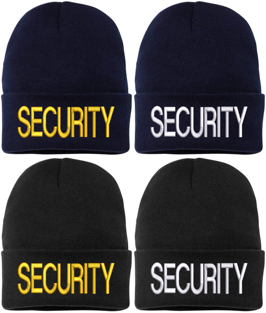 SECURITY Beanie FLEECE Lined Hat Warm LARGE EMBROIDERY Winter Watch Cap Winter Security Uniform Hat