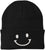 Smiley Face Outline Embroidered Beanie | Cute Knit Winter Hat | Unisex Warm Cuff Skull Cap for Men & Women