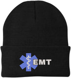 EMT Star of Life Embroidered Beanie Watch Cap | Acrylic Winter Knit Hat for EMS AMBU Paramedic
