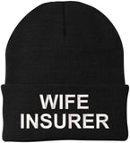 Wife Insurer Embroidered Beanie Hat | Funny Acrylic Warm Skull Cap for Husbands and Boyfriends
