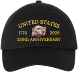 United States 250th Anniversary Low Profile Cap | 1776-2026 USA Bald Eagle Flag Country Baseball Dad Hat