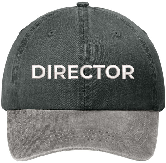 Director Embroidered Baseball Cap | Two Tone 100% Cotton Military Style Adjustable Unisex Hat