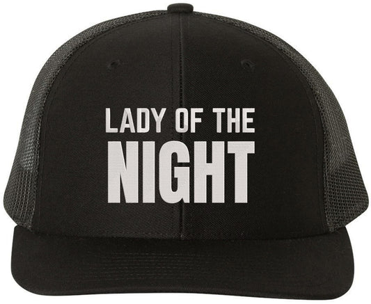 Lady Of The Night Embroidered Trucker Hat Streetwear Baseball Cap for Nightlife Parties