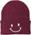 Smiley Face Outline Embroidered Beanie | Cute Knit Winter Hat | Unisex Warm Cuff Skull Cap for Men & Women