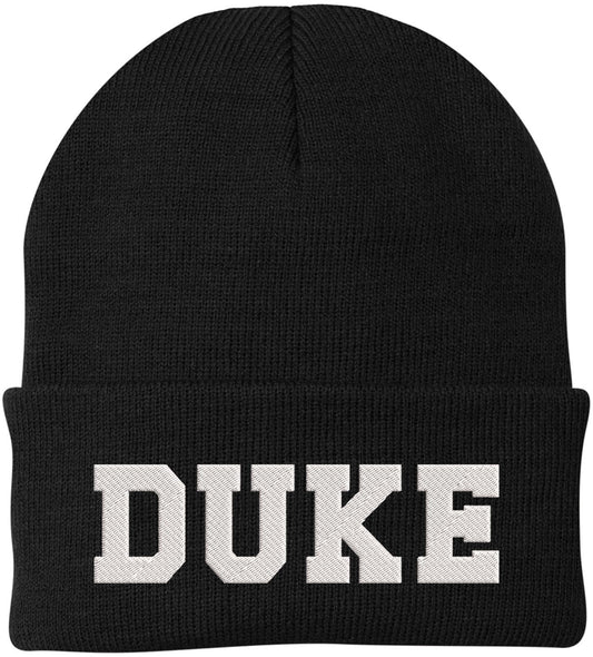 DUKE Embroidered Beanie Hat Knit Cuffed Winter Cap Skull Cap