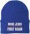Make Jesus First Again Embroidered Beanie | MAGA Style Warm Knit Winter Skull Cap Religious Christian Hat