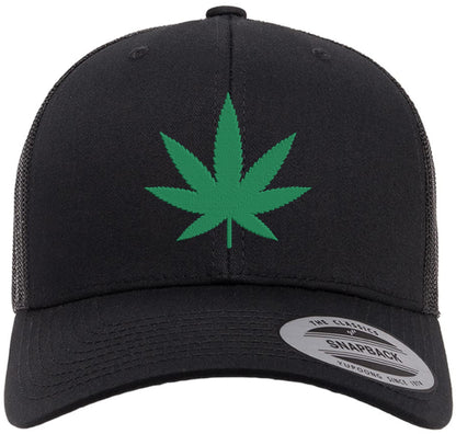Embroidered Trucker Hat Mesh Snapback Cap Skull UFO Jolly Roger Hops Leaf Design