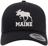 Maine Moose Embroidered Trucker Cap | Adjustable Snapback Hat | Wildlife Graphic Outdoor Adventure Headwear