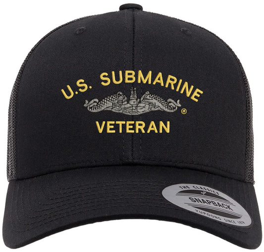U.S. Submarine Veteran Embroidered Trucker Hat Navy Military Mesh Back Snapback Baseball Cap