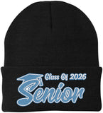 Senior 2026 Embroidered Beanie Hat Acrylic Knit Soft Warm Graduate Finish School Beanie Watch Cap