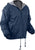Navy Blue - Reversible Fleece-Lined Nylon Waterproof Insulated Hooded Jacket Coat
